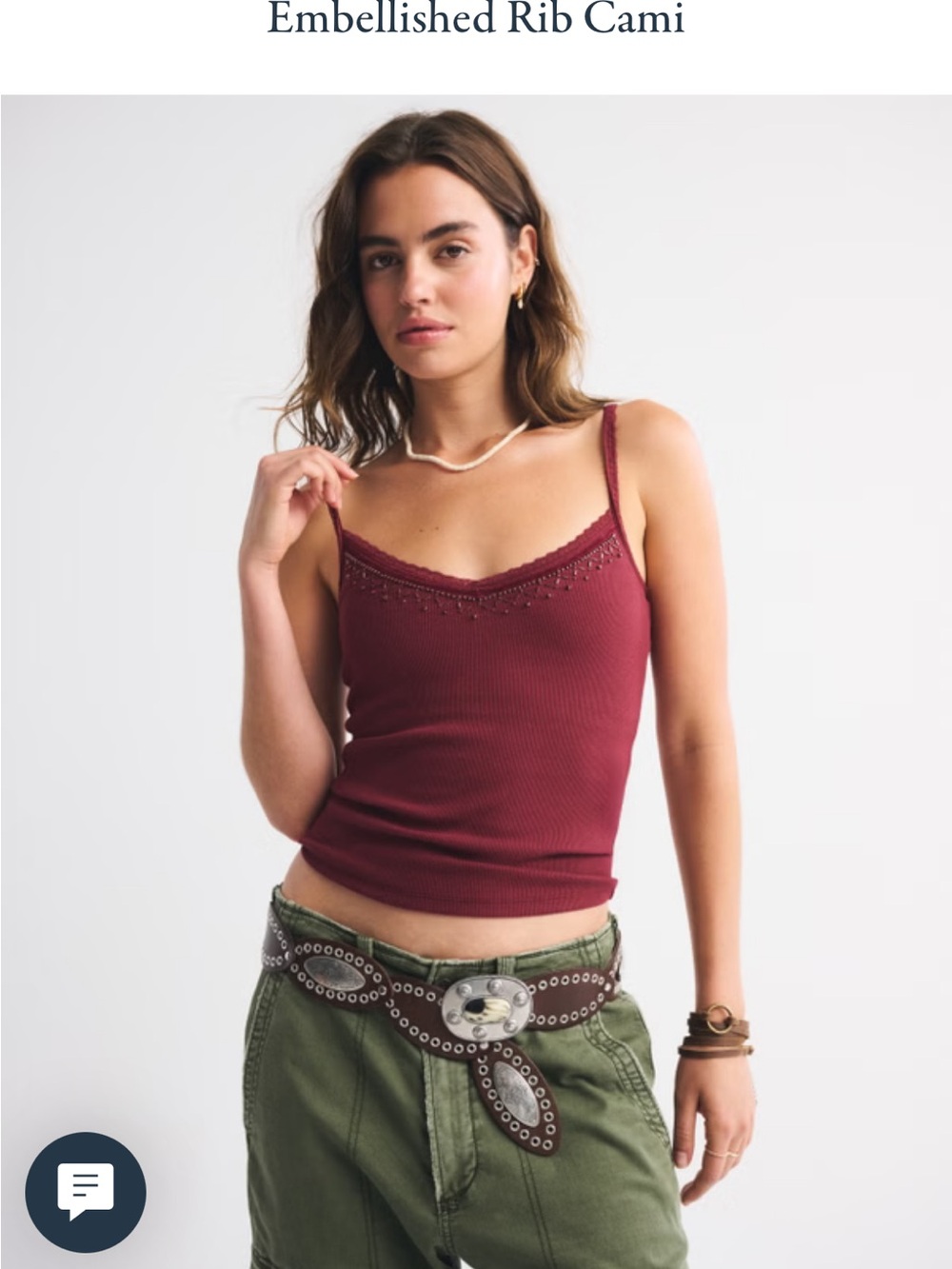 Abercrombie & Fitch Burgundy Lace-Trim Camisole - Picture 3 of 4